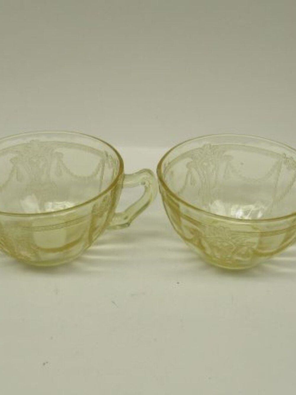 2 - Hocking Topaz Yellow CAMEO BALLERINA Tea or Coffee Cups-Only